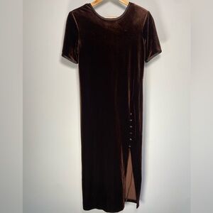 Vintage Brown Velvet Dress Midi Bodycon Fall Witchy Gothic Whimsy 90s Gala Y2K 8